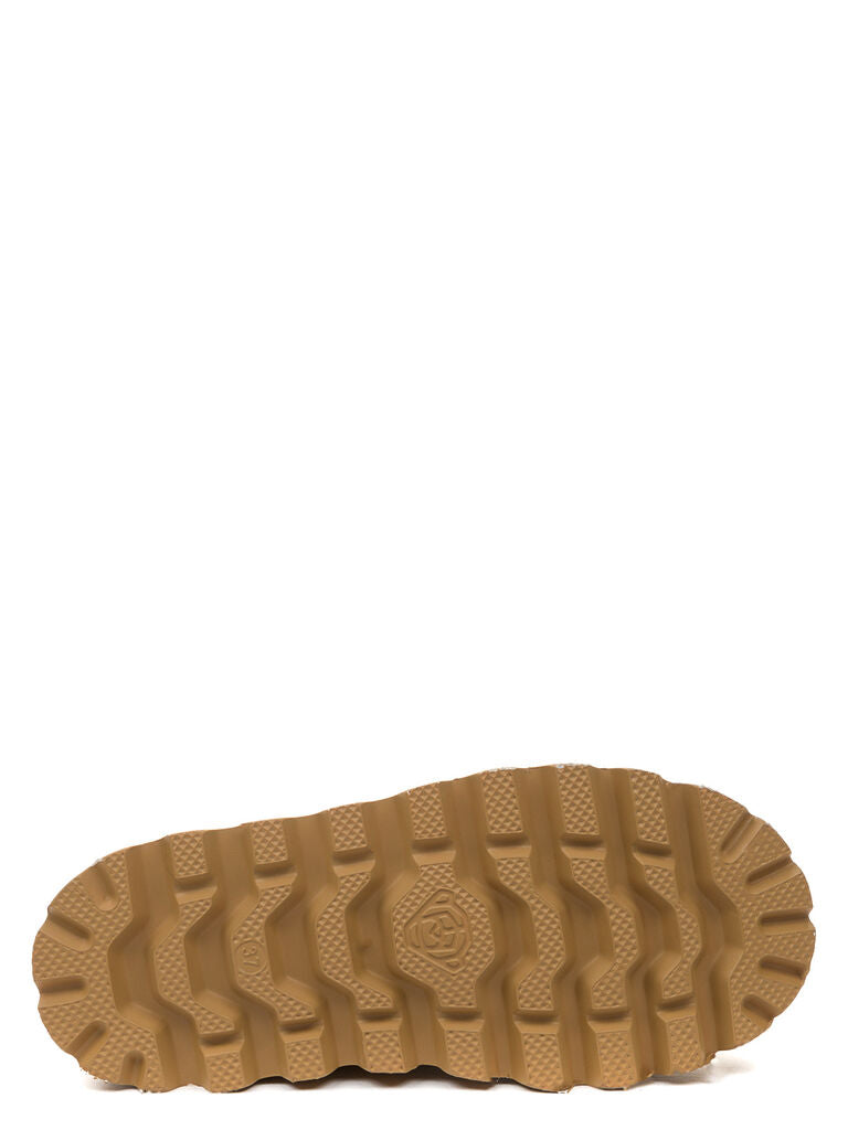 Tan Suede Ankle Boot with Chunky Platform Sole
