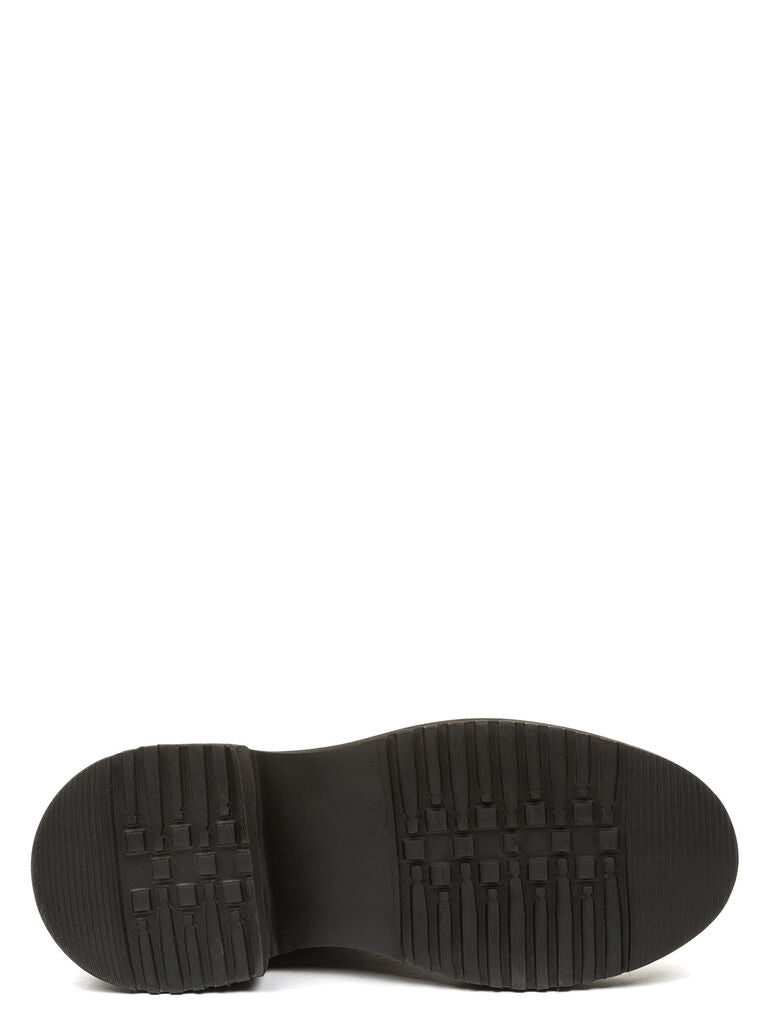 Black Textured Leather Chelsea Boot with Chunky Sole