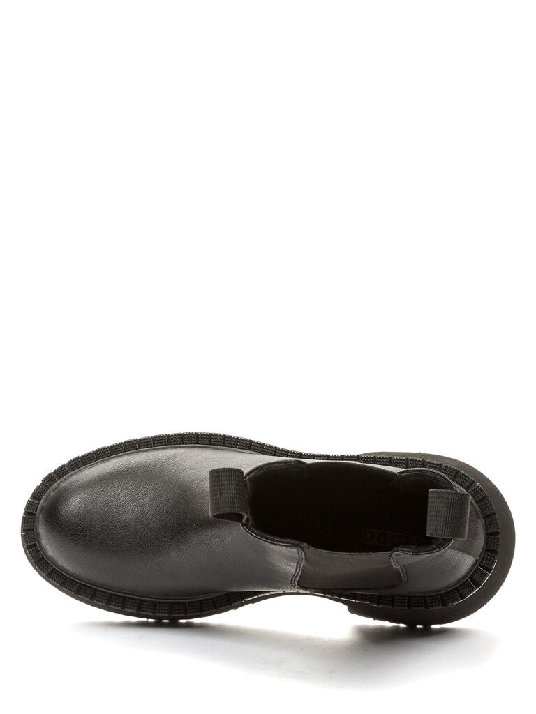 Black Textured Leather Chelsea Boot with Chunky Sole