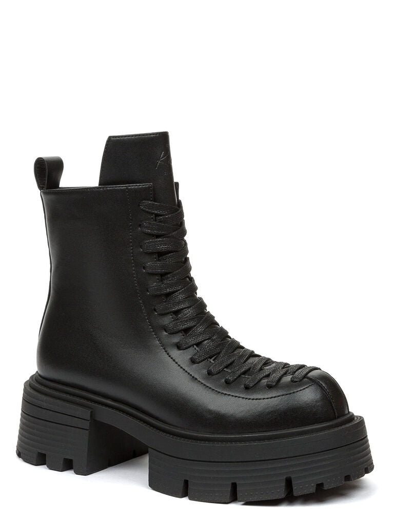 Black Platform Lace-Up Ankle Boots