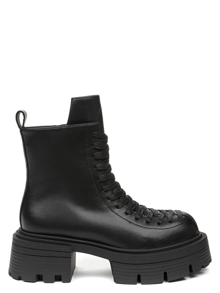 Black Platform Lace-Up Ankle Boots