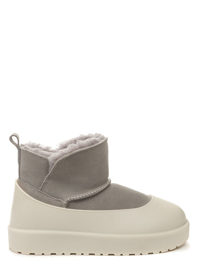 Gray Suede Ankle Boots with Plush Lining