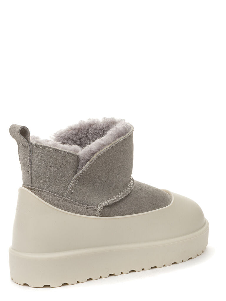 Gray Suede Ankle Boots with Plush Lining