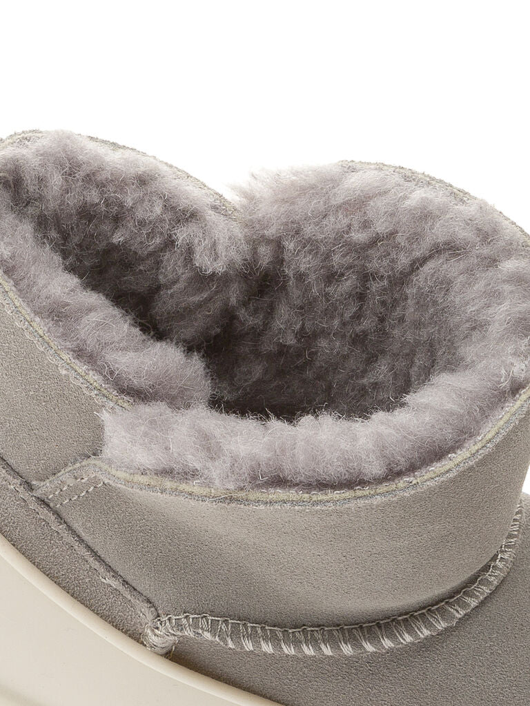Gray Suede Ankle Boots with Plush Lining