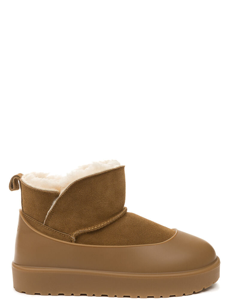 Brown Suede Ankle Boots with Cozy Lining