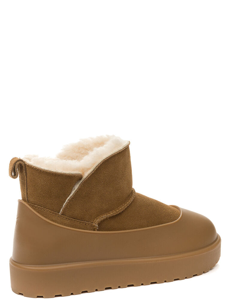 Brown Suede Ankle Boots with Cozy Lining