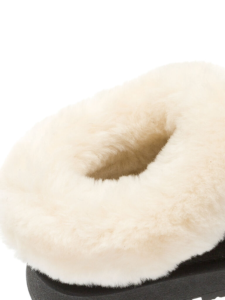 Black Suede Platform Slip-On with Faux Fur Lining