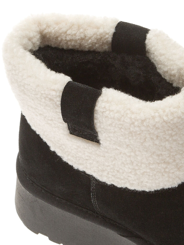 Black Suede Platform Boot with Shearling Cuff