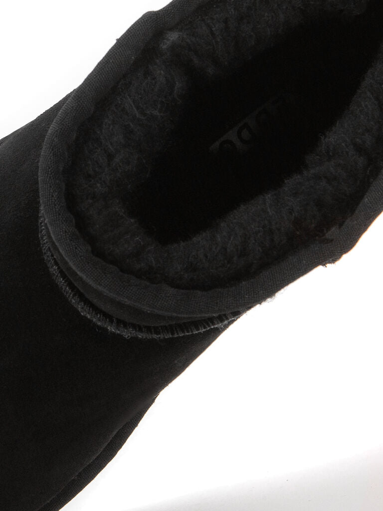 Black Suede Ankle Boot with Platform Sole