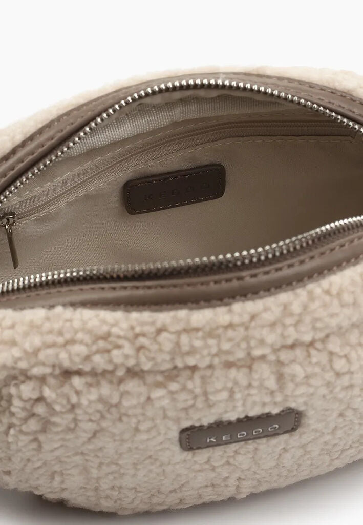 Cream Textured Cosmetic Bag with Handle