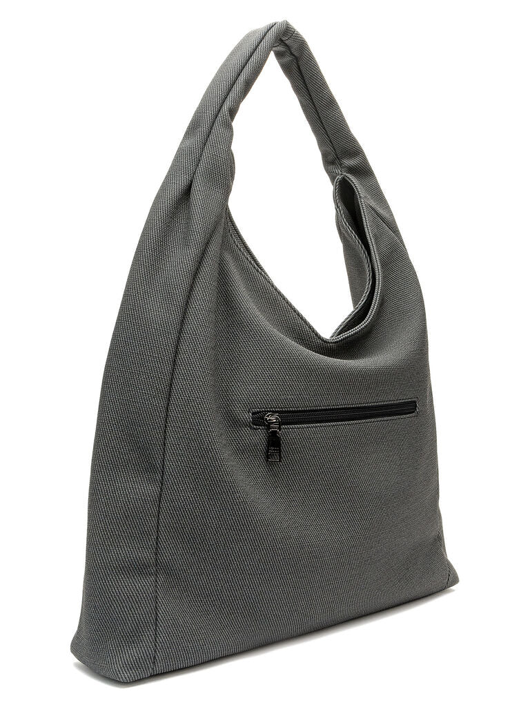 Gray Textured Tote Bag with Slouchy Design