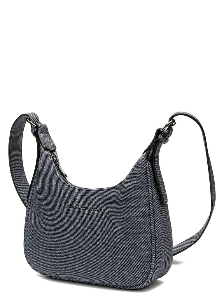 Charcoal Textured Shoulder Bag with Adjustable Strap