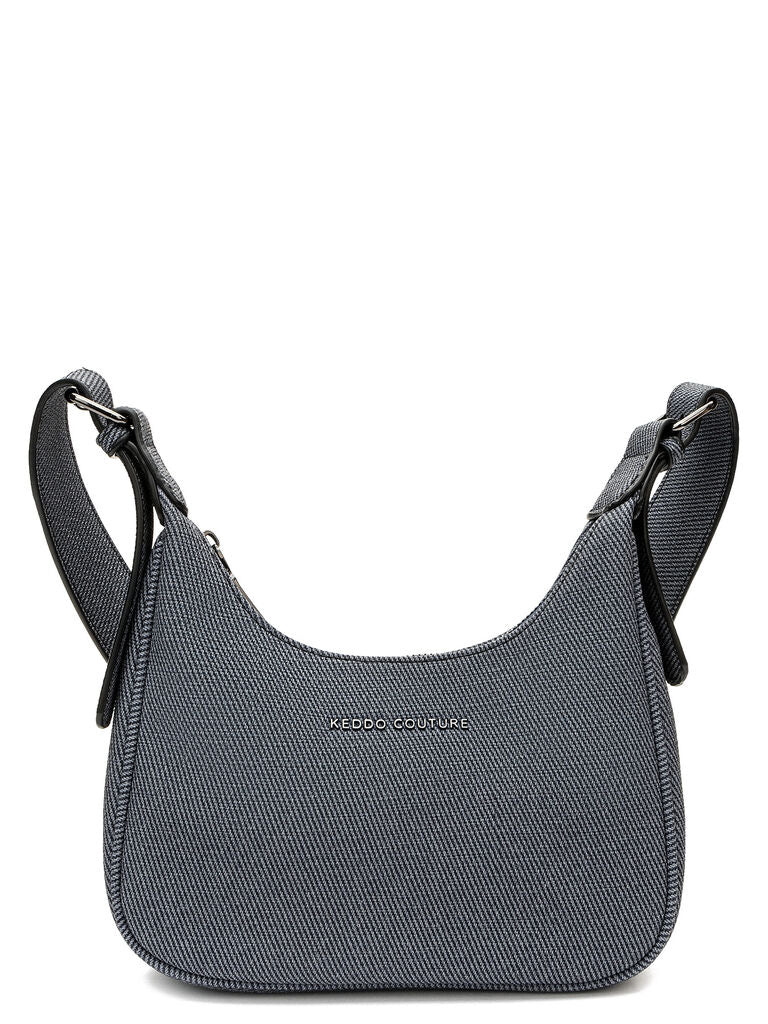 Charcoal Textured Shoulder Bag with Adjustable Strap