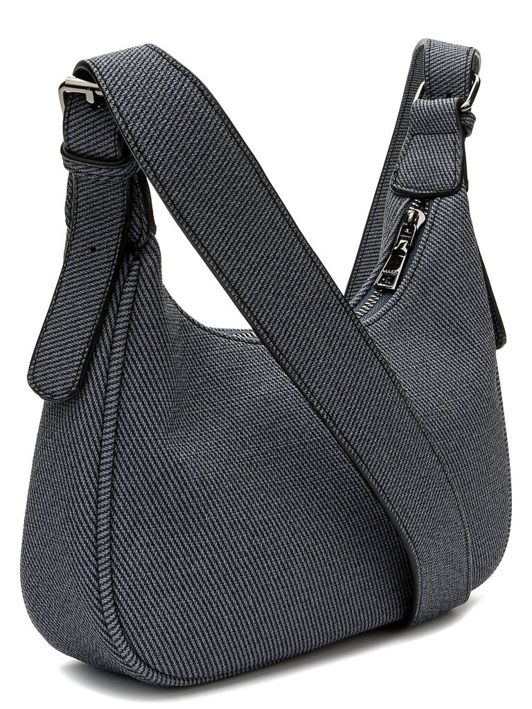 Charcoal Textured Shoulder Bag with Adjustable Strap