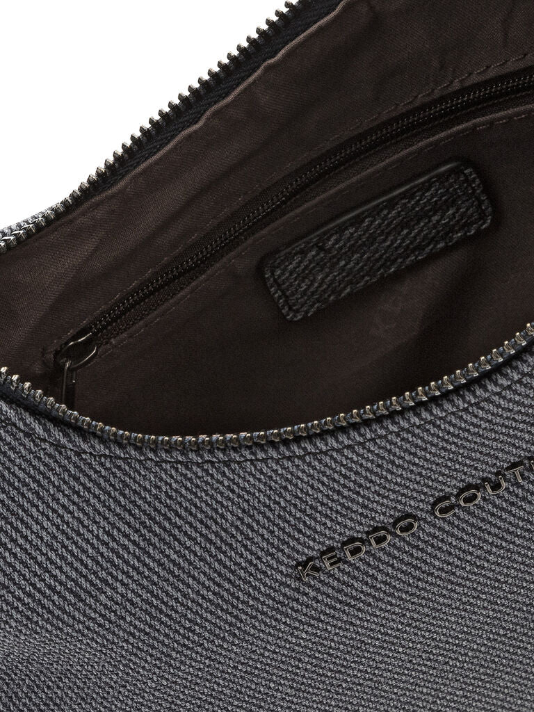 Charcoal Textured Shoulder Bag with Adjustable Strap
