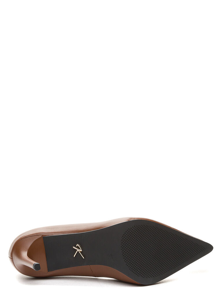 Cognac Leather Pointed-Toe Pump with Stiletto Heel