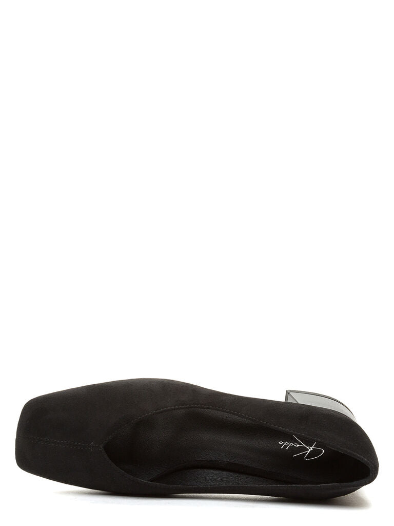 Black Suede Low Block Heel Pump