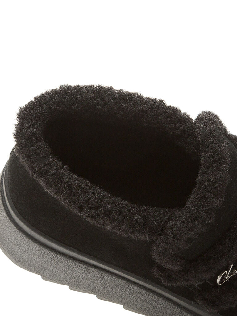Black Faux Fur Platform Ankle Boots