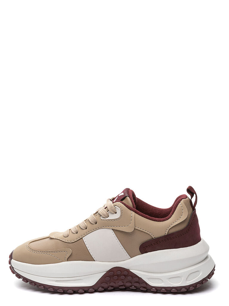 Beige Colorblock Sneakers with Textured Sole