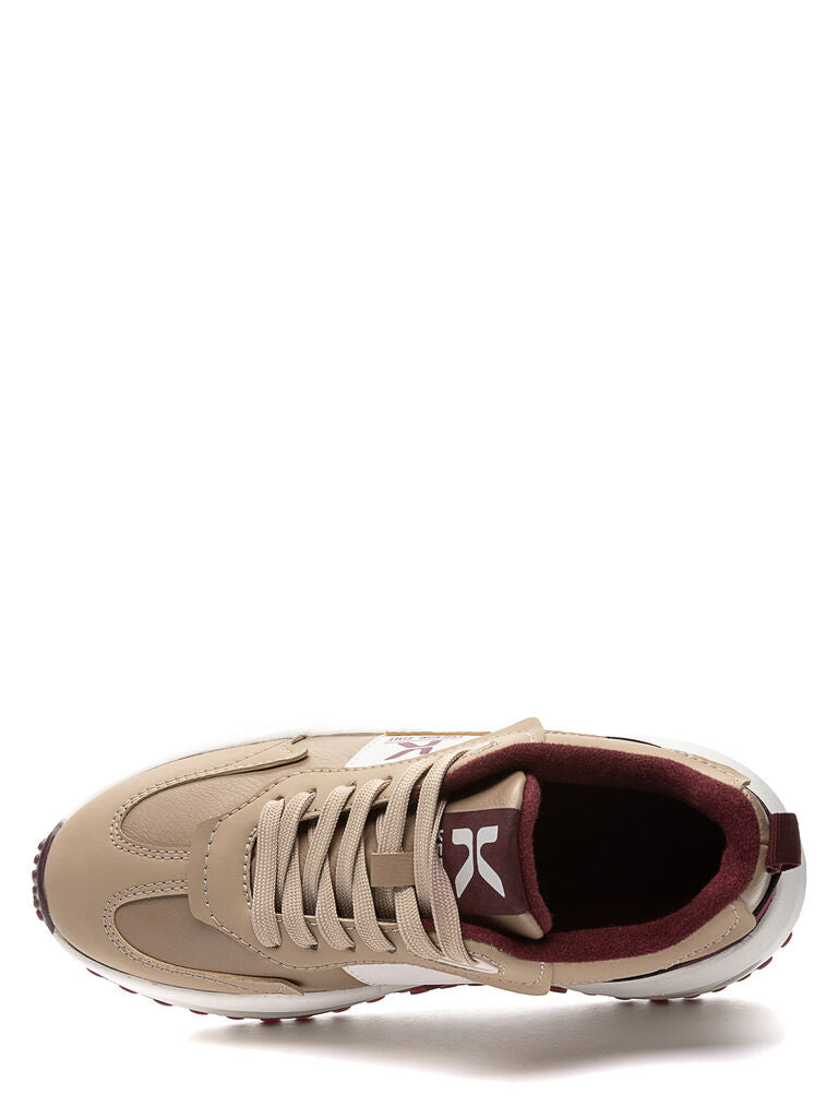 Beige Colorblock Sneakers with Textured Sole