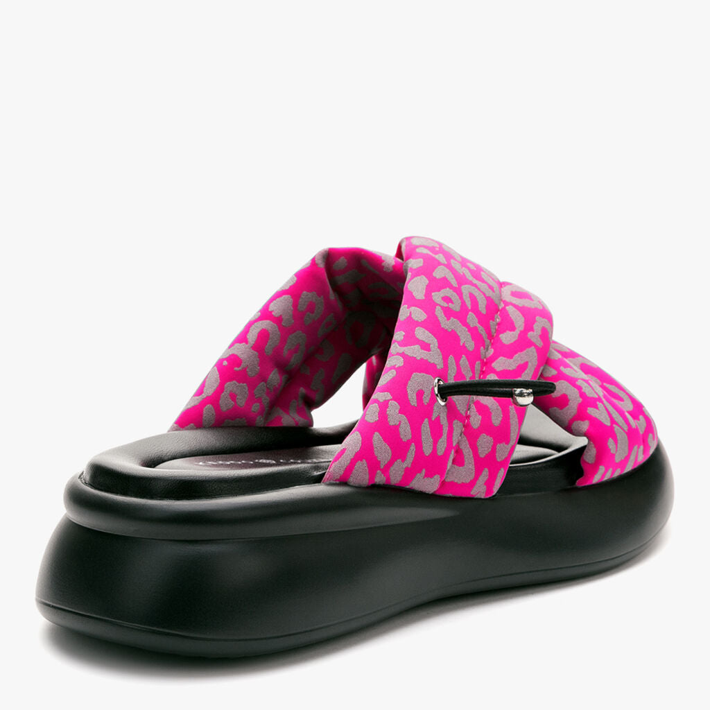 Fuchsia Animal Print Sandals with Cushioned Sole
