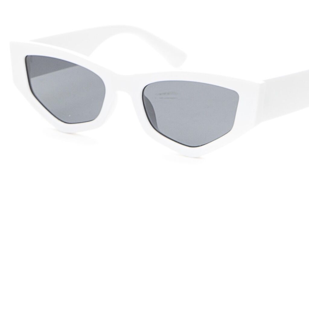 White Geometric Frame Sunglasses with Dark Tint