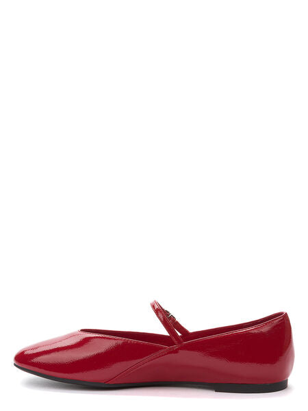 Red Patent Ballet Flats with Strap Accent