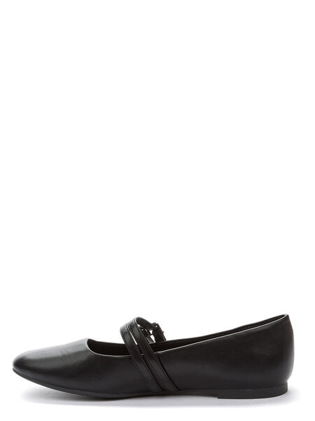 Black Strap Detailed Flat Shoe