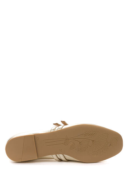 Gold Metallic Mary Jane Flats with Double Straps