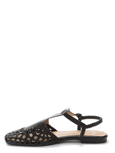 Black Woven Slingback Flat Sandal