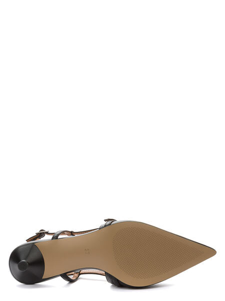 Black Leather Slingback Kitten Heel Pump