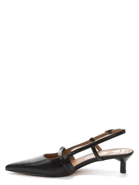 Black Leather Slingback Kitten Heel Pump