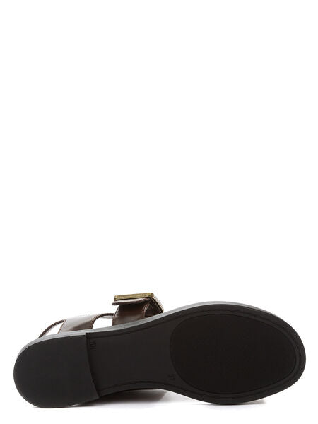 Brown Sandal with Ankle Strap and Buckle Detail