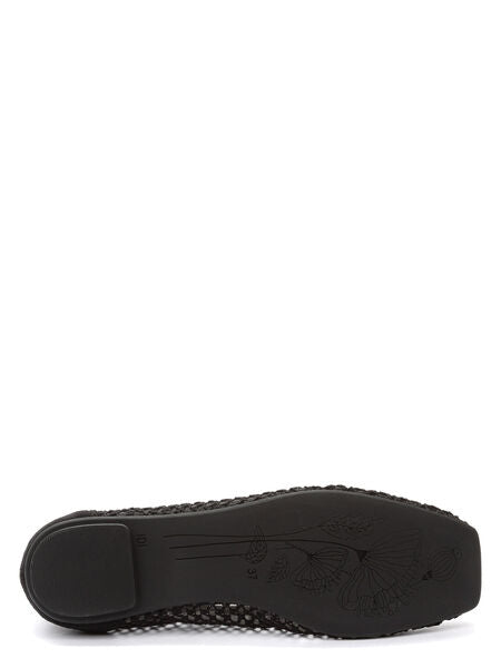 Black Mesh Ballet Flats with Breathable Design