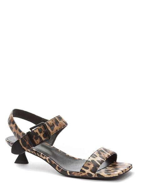 Leopard Print Sandals with Unique Heel