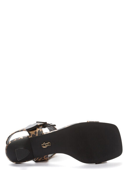 Leopard Print Sandals with Unique Heel Design