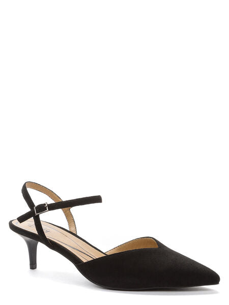Black Suede Slingback Kitten Heel Pumps