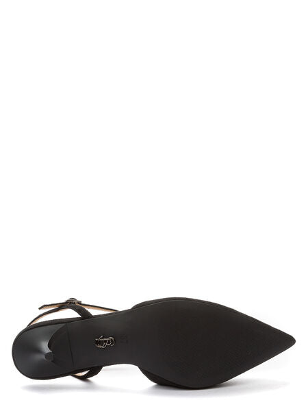 Black Suede Slingback Kitten Heel Pumps