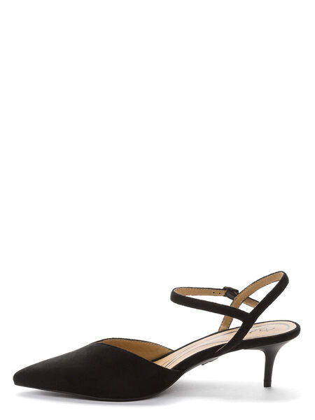 Black Suede Slingback Kitten Heel Pumps