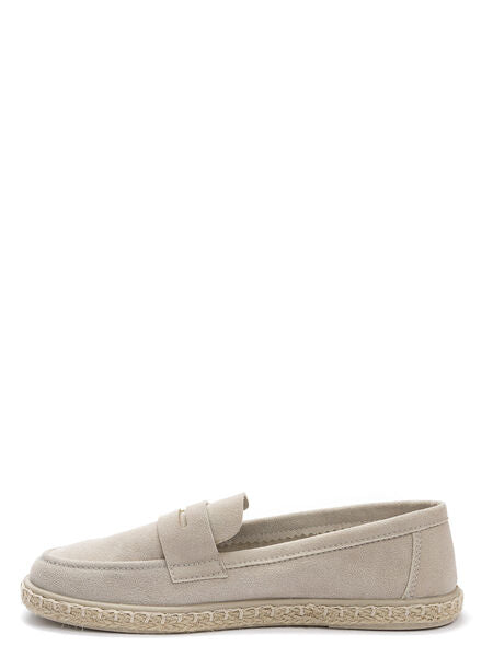 Beige Suede Loafers with Espadrille Sole