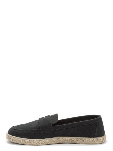 Black Canvas Loafer with Espadrille Sole