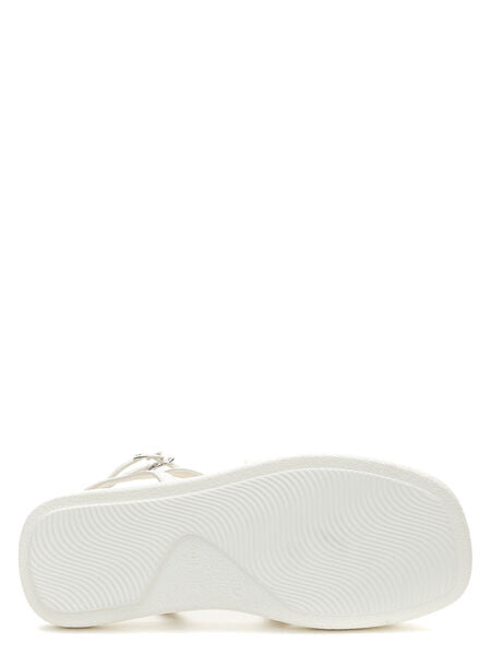 White Strappy Sandal with Ankle Buckle