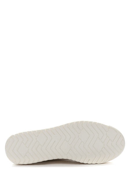 Beige Textured Sneakers with Lace-Up Design
