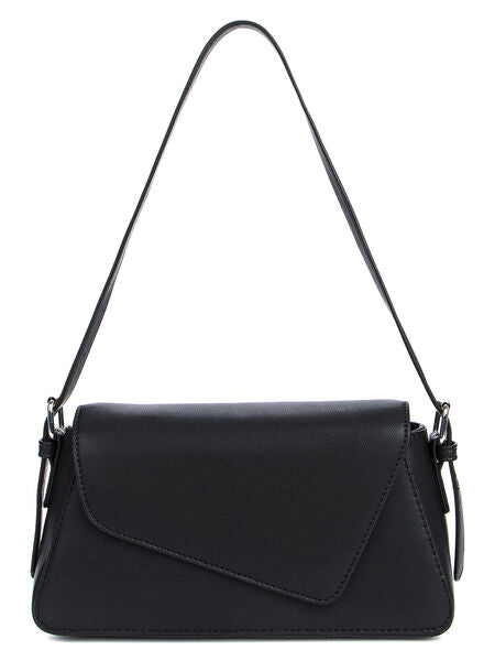 Black Structured Shoulder Bag with Adjustable Strap