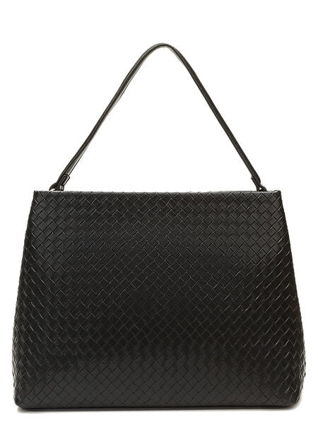 Black Woven Tote Bag with Single Handle