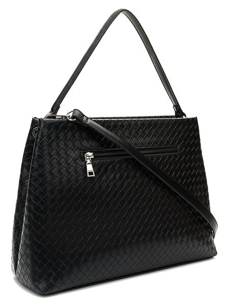 Black Woven Tote Bag with Single Handle