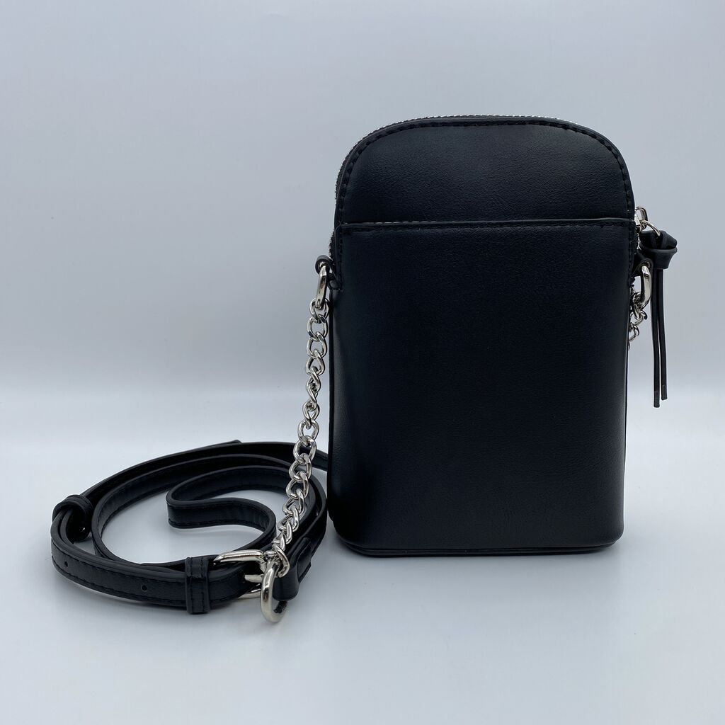 Black Sleek Crossbody Bag with Chain Strap