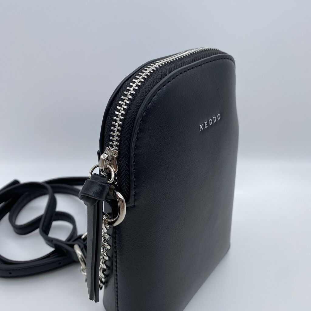 Black Sleek Crossbody Bag with Chain Strap