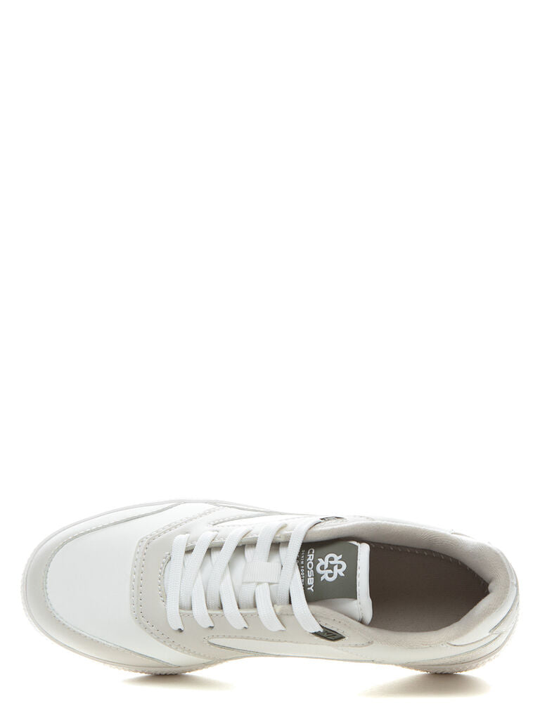 White Athletic Low-Top Sneakers with Lace-Up Closure