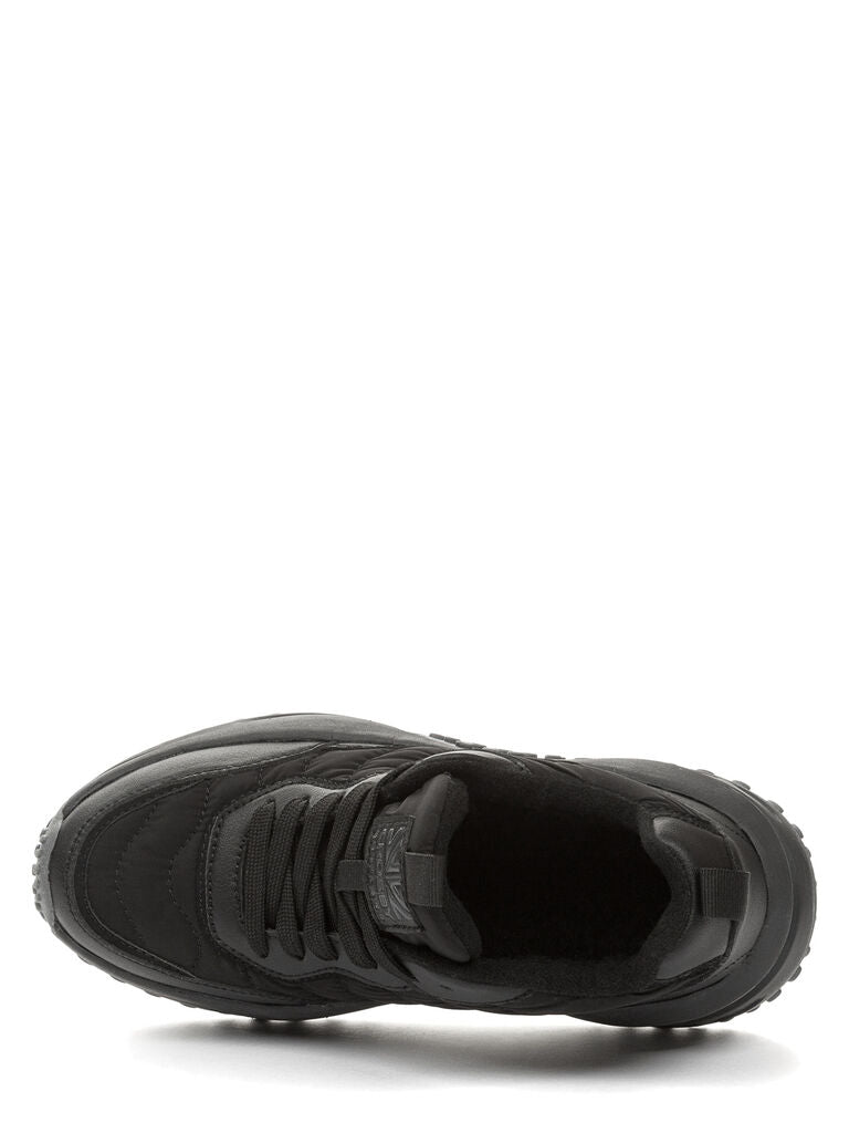 Black Quilted Sneakers with Textured Sole